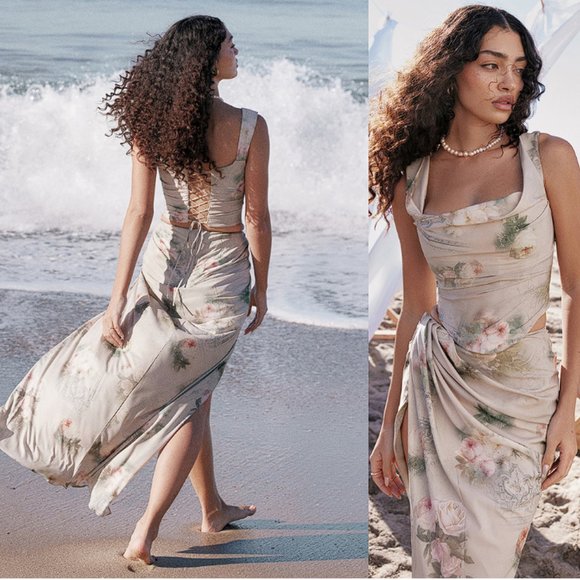 House of CB 'Vesper' Vintage Floral Maxi Skirt NWT - Picture 5 of 10